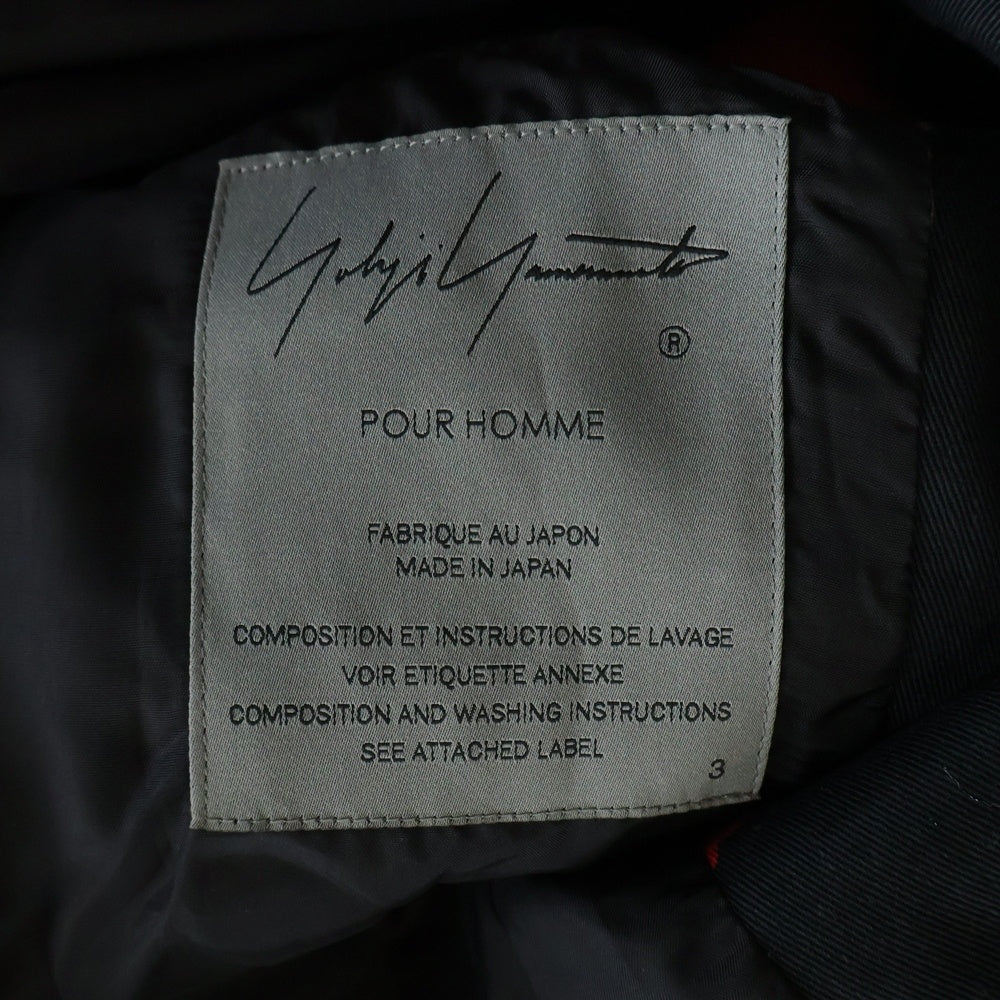 Yohji Yamamoto POUR HOMME(ヨウジヤマモト プールオム) 花と少年期復刻 ハーフコート スナップジャケット ブラック HY-Y05-020