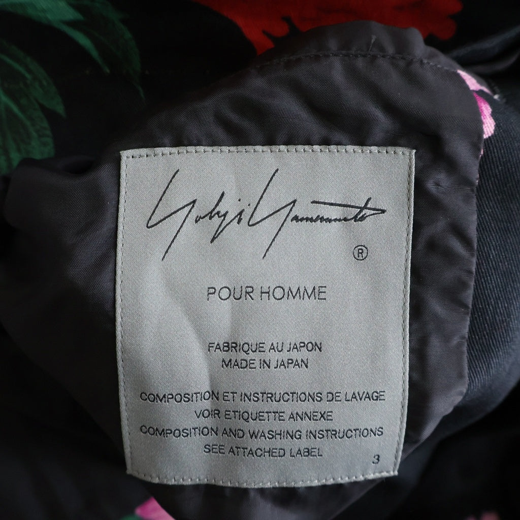 Yohji Yamamoto POUR HOMME(ヨウジヤマモト プールオム) 花と少年期復刻 ハーフコート スナップジャケット ブラック HY-Y05-020