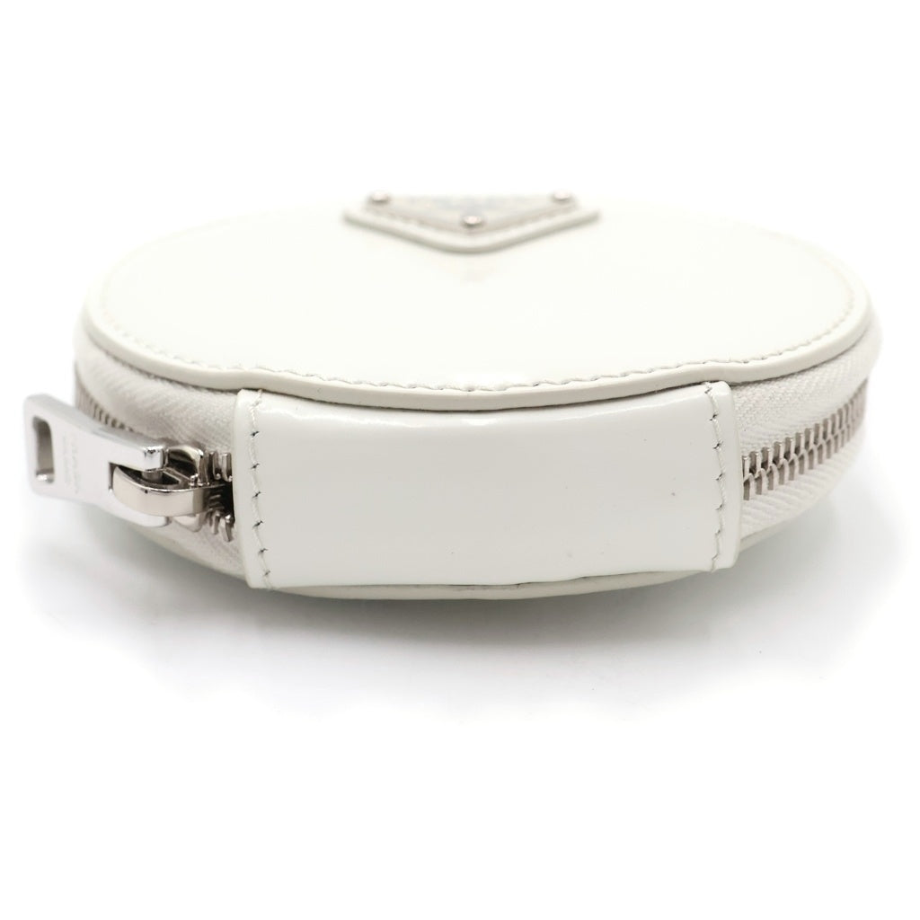 PRADA(プラダ) レザー ラウンド コインケース キーホルダー ホワイト 1TL431 レディース