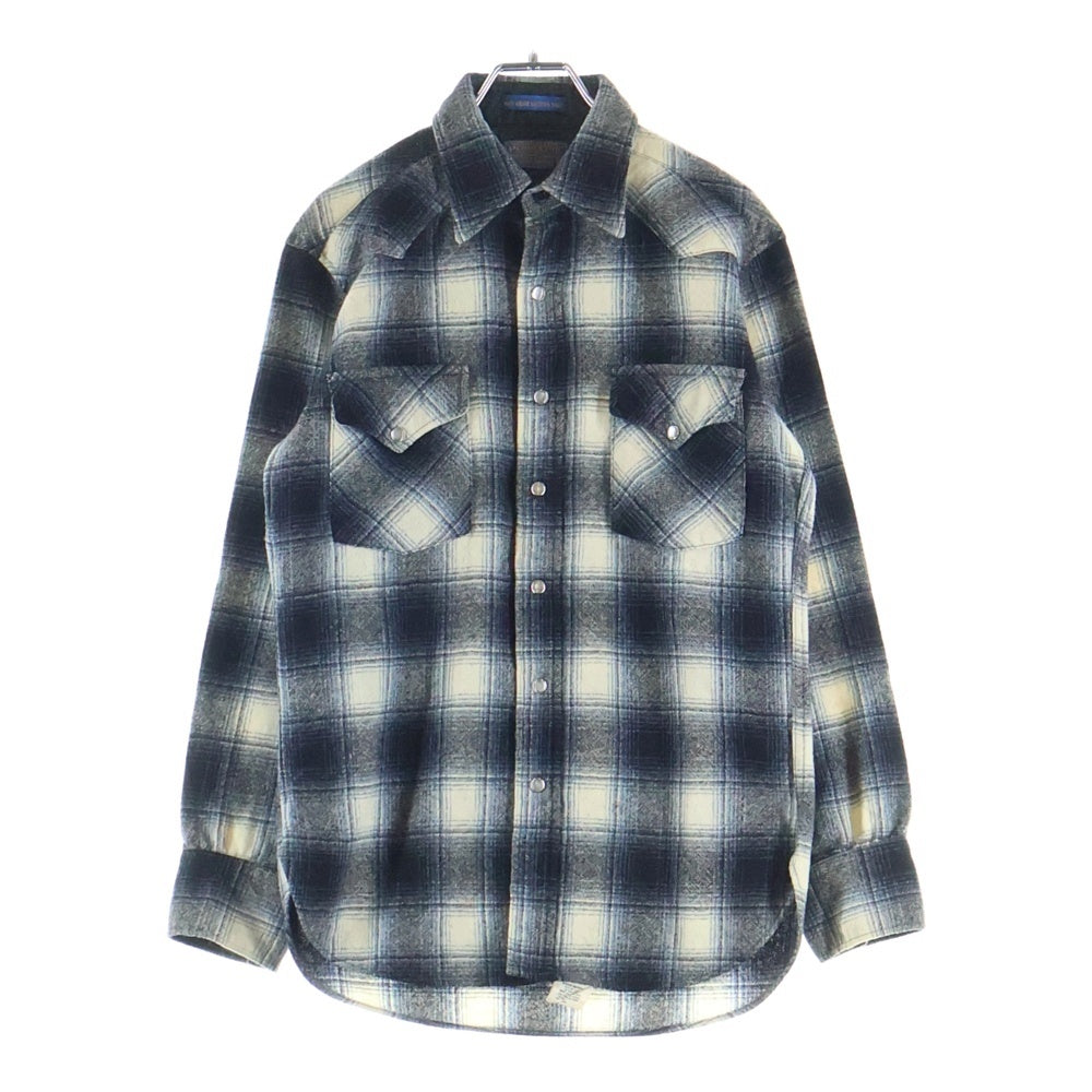 PENDLETON(ペンドルトン) 70S VINTAGE USA製 ウール チェック スナップボタン 長袖シャツ グレー