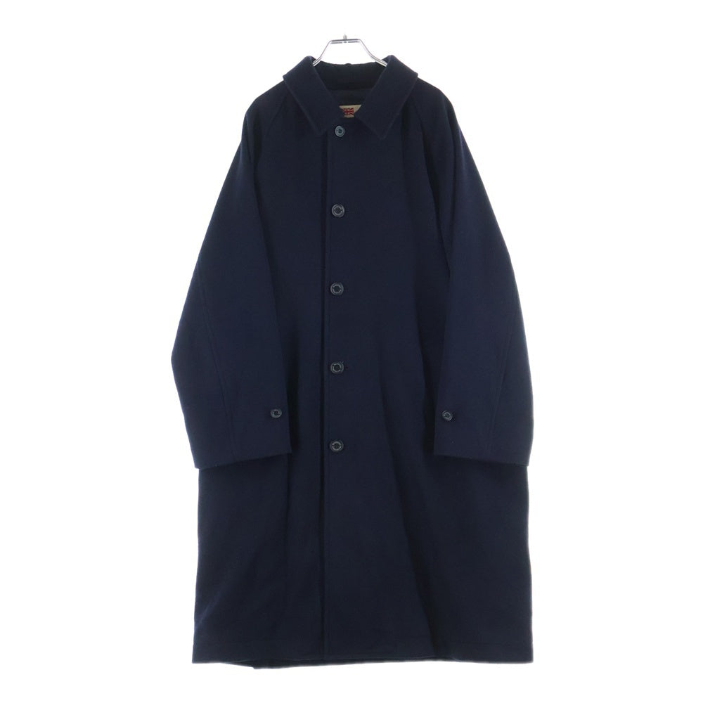 Traditional Weatherwear(トラディショナル ウェザーウェア) 5ボタン ステンカラー ラグランスリーブ ウール ロングコート ネイビー G222APFCO0306WX