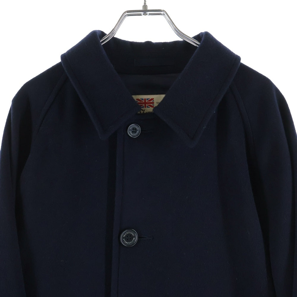 Traditional Weatherwear(トラディショナル ウェザーウェア) 5ボタン ステンカラー ラグランスリーブ ウール ロングコート ネイビー G222APFCO0306WX