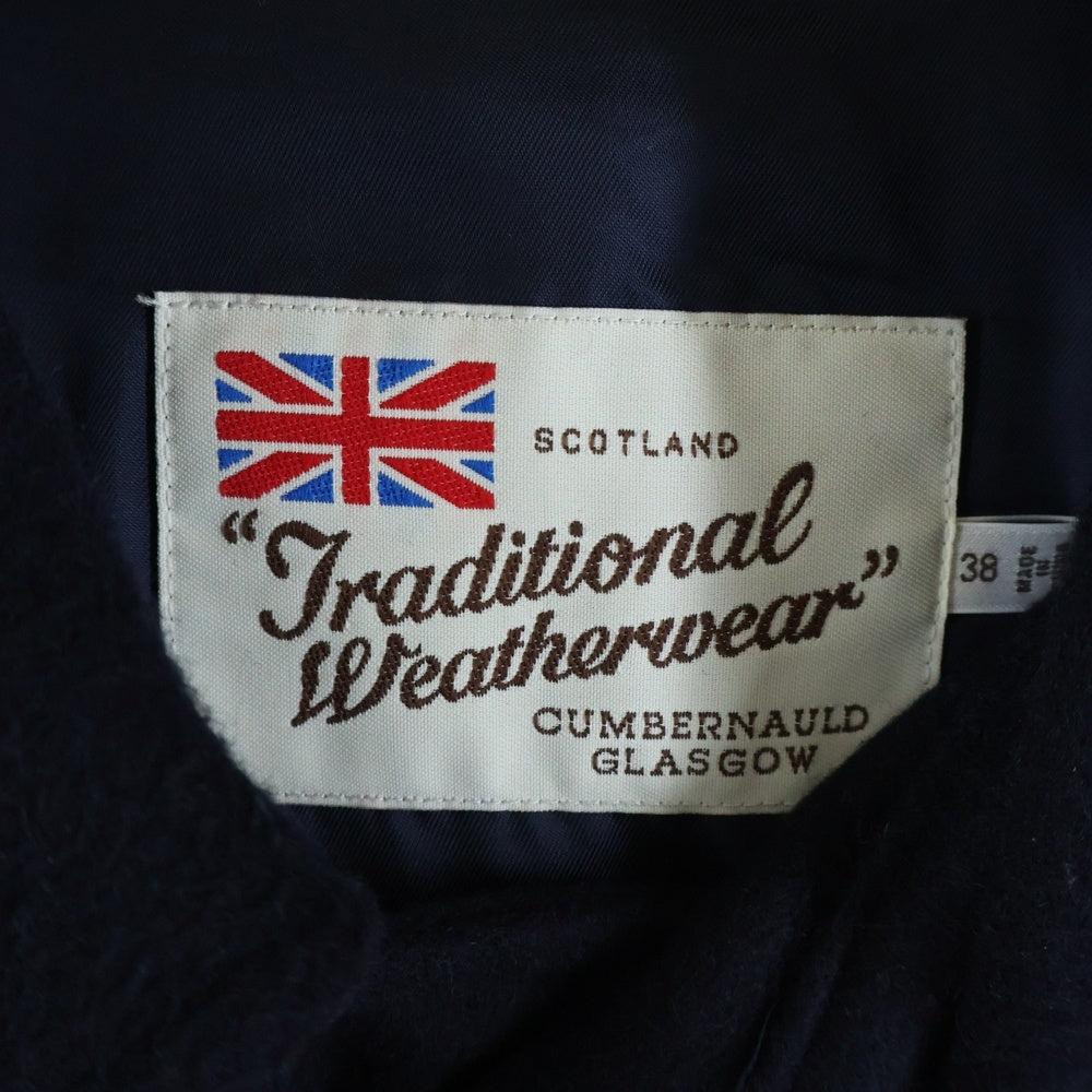 Traditional Weatherwear(トラディショナル ウェザーウェア) 5ボタン ステンカラー ラグランスリーブ ウール ロングコート ネイビー G222APFCO0306WX