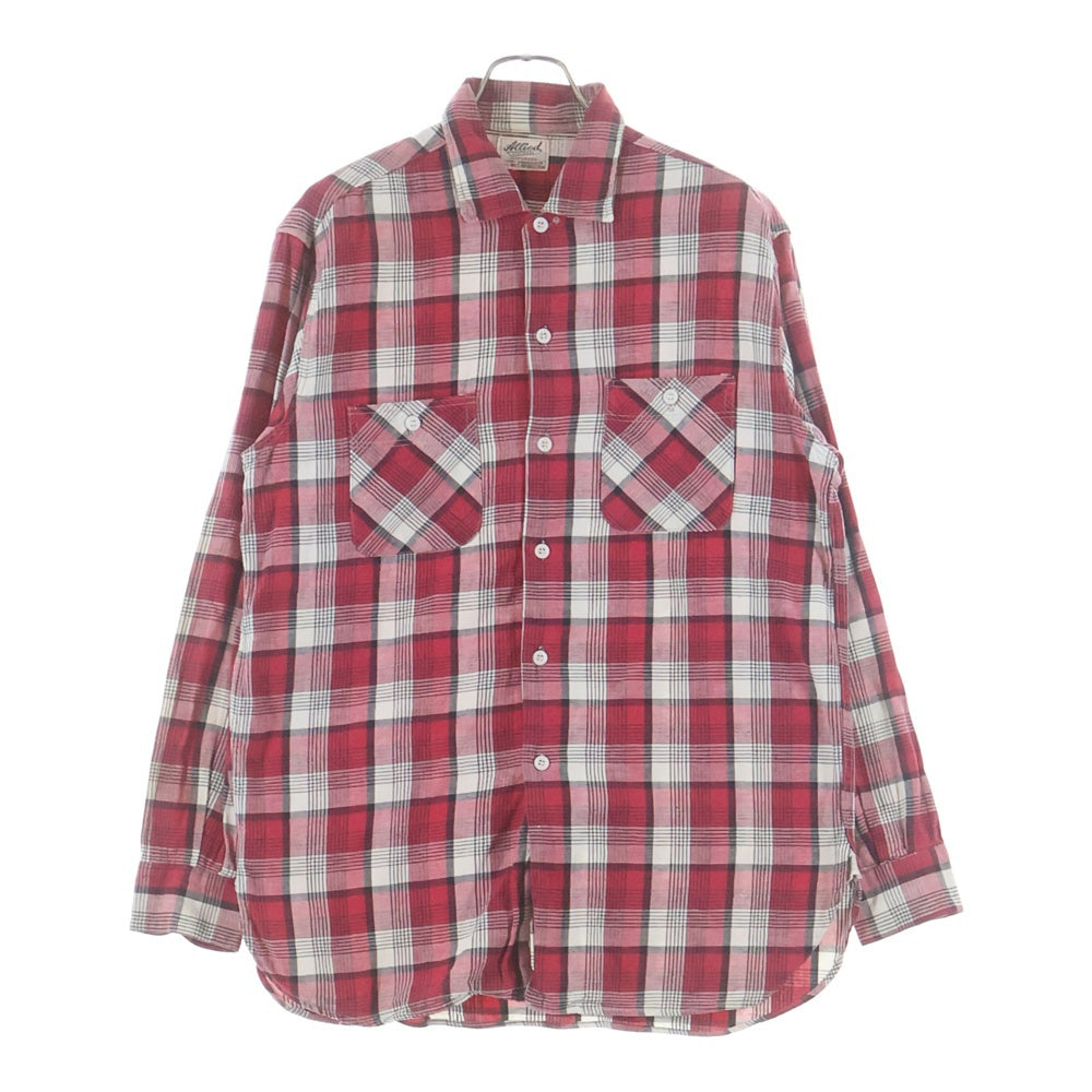 Levi's VINTAGE CLOTHING(リーバイス ビンテージ クロージング) 50-60S ALLIED CLOTHIERS ヴィンテージ マチ付き チェック柄 長袖フランネルシャツ レッド/ホワイト