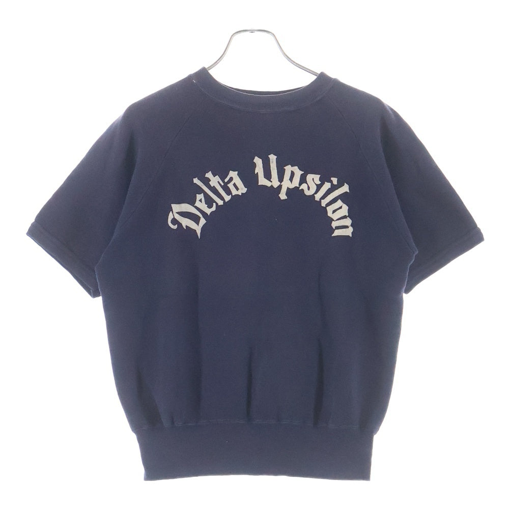 VINTAGE(ヴィンテージ) DELTA UPSILON デルタユプシロン フロッキープリント ラグラン スウェット 半袖トレーナー ネイビー