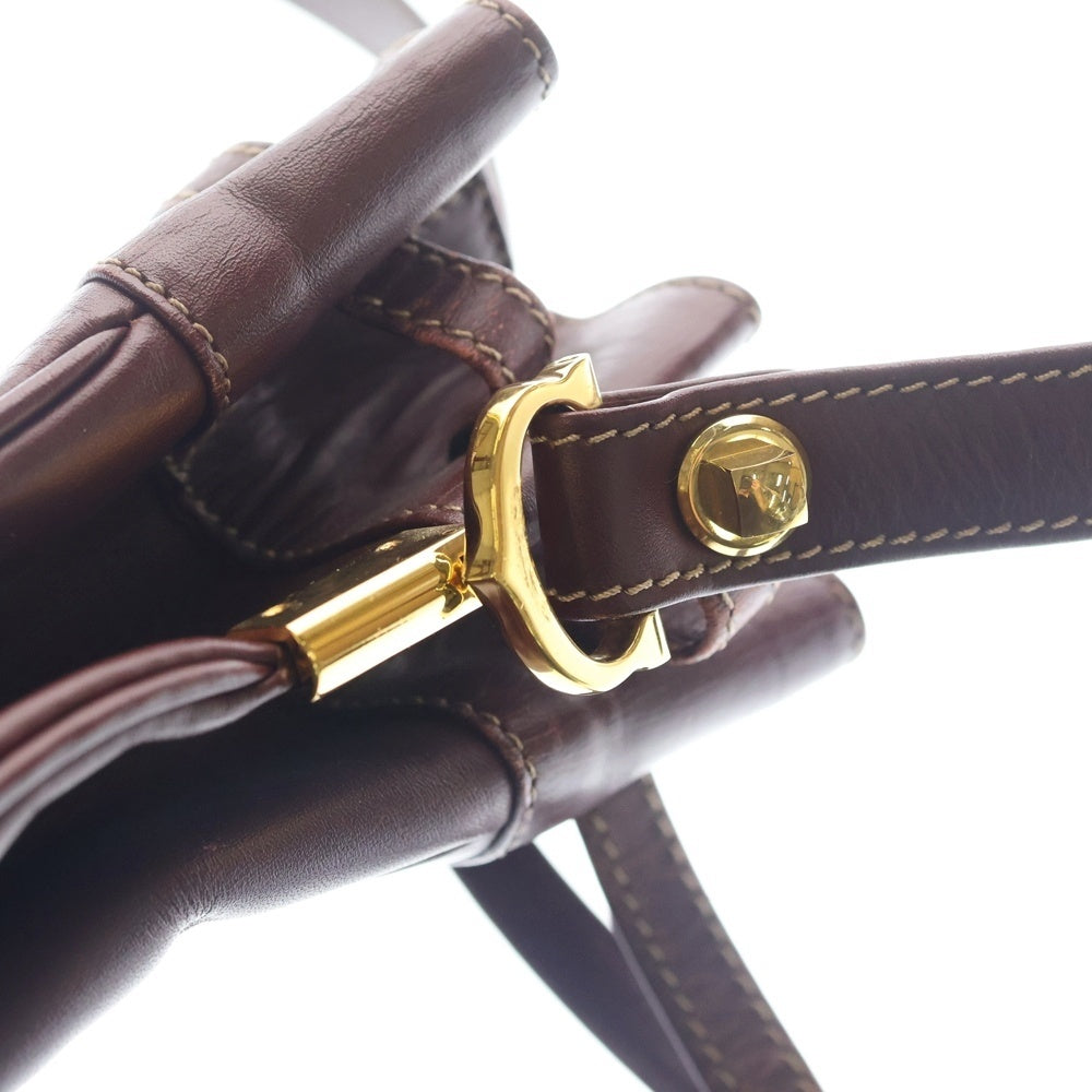 Cartier(カルティエ) マストライン レザー 巾着 ショルダーバッグ バーガンディー レディース