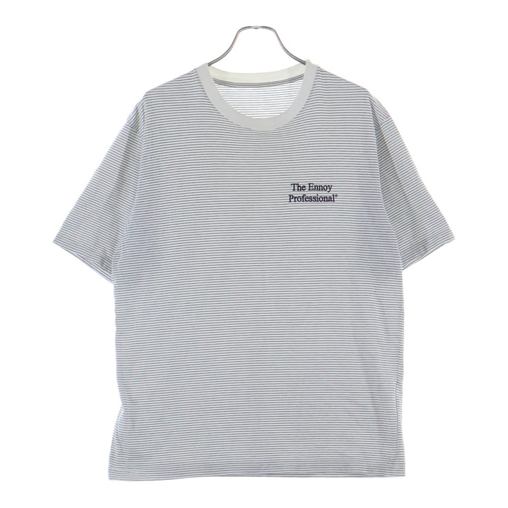 The Ennoy Professional(エンノイプロフェッショナル) 20SS BORDER TEE ロゴエンブロイダリー ボーダー クルーネック半袖Tシャツ カットソー ホワイト SS20BRENCT02AM