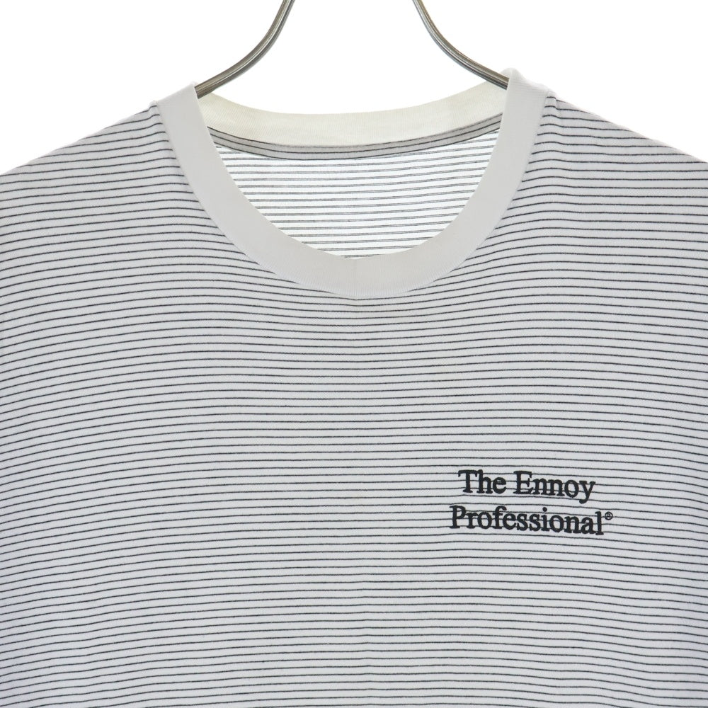 The Ennoy Professional(エンノイプロフェッショナル) 20SS BORDER TEE ロゴエンブロイダリー ボーダー クルーネック半袖Tシャツ カットソー ホワイト SS20BRENCT02AM