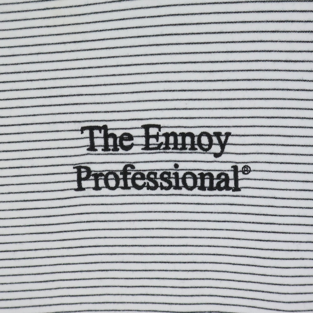 The Ennoy Professional(エンノイプロフェッショナル) 20SS BORDER TEE ロゴエンブロイダリー ボーダー クルーネック半袖Tシャツ カットソー ホワイト SS20BRENCT02AM