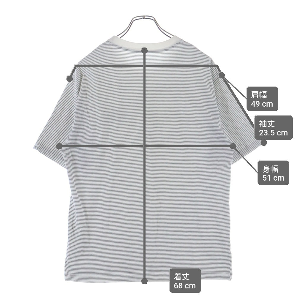 The Ennoy Professional(エンノイプロフェッショナル) 20SS BORDER TEE ロゴエンブロイダリー ボーダー クルーネック半袖Tシャツ カットソー ホワイト SS20BRENCT02AM