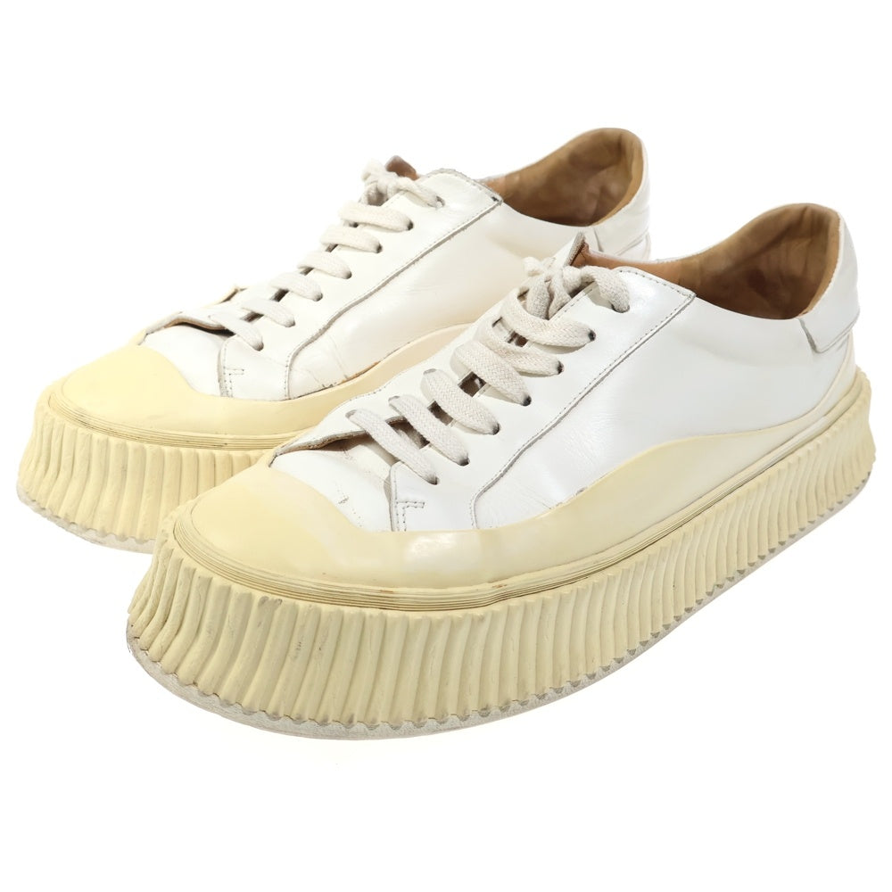 JIL SANDER(ジルサンダー) プラットフォームレザー ローカットスニーカー ホワイト/ベージュ JS3210A