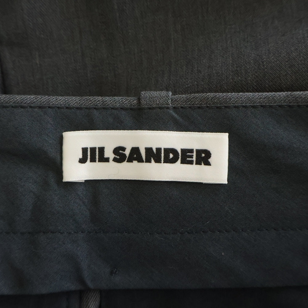 JIL SANDER(ジルサンダー) 19AW ウールギャバジン ノータック スラックス パンツ グレー JSMP310101 MP210800