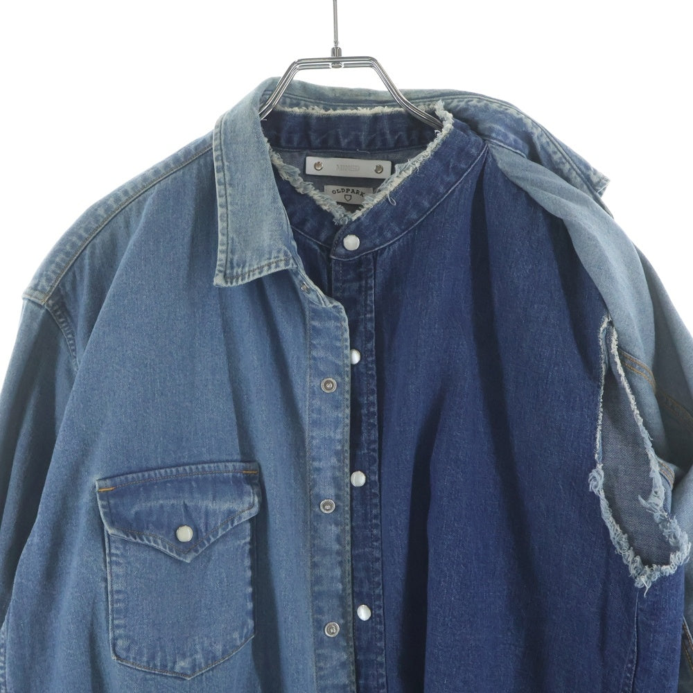 MINEDENIM(マインデニム) 22SS DENIM WESTERN LAYERED SH デニム ウエスタン レイヤード 長袖シャツ インディゴ MND-22SSOP003-86-022