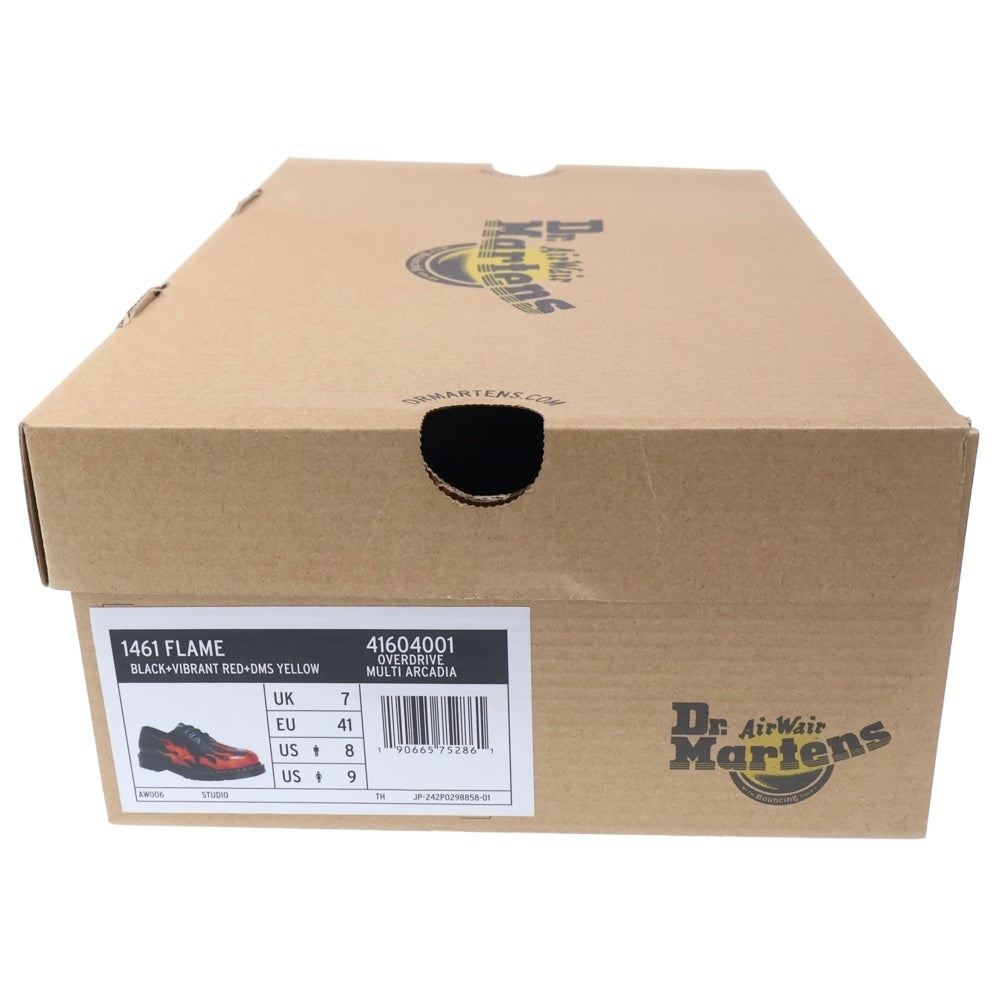 Dr.Martens(ドクターマーチン) 1461 FLAME 3 ホール フレイムデザイン レザー ローカットシューズ ブラック/レッド