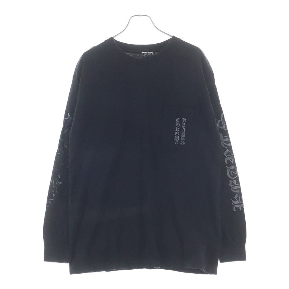 CHROME HEARTS(クロムハーツ) OLD CH T-SHIRT バックスクロールラベルプリント 胸ポケット 長袖Tシャツ カットソー ブラック