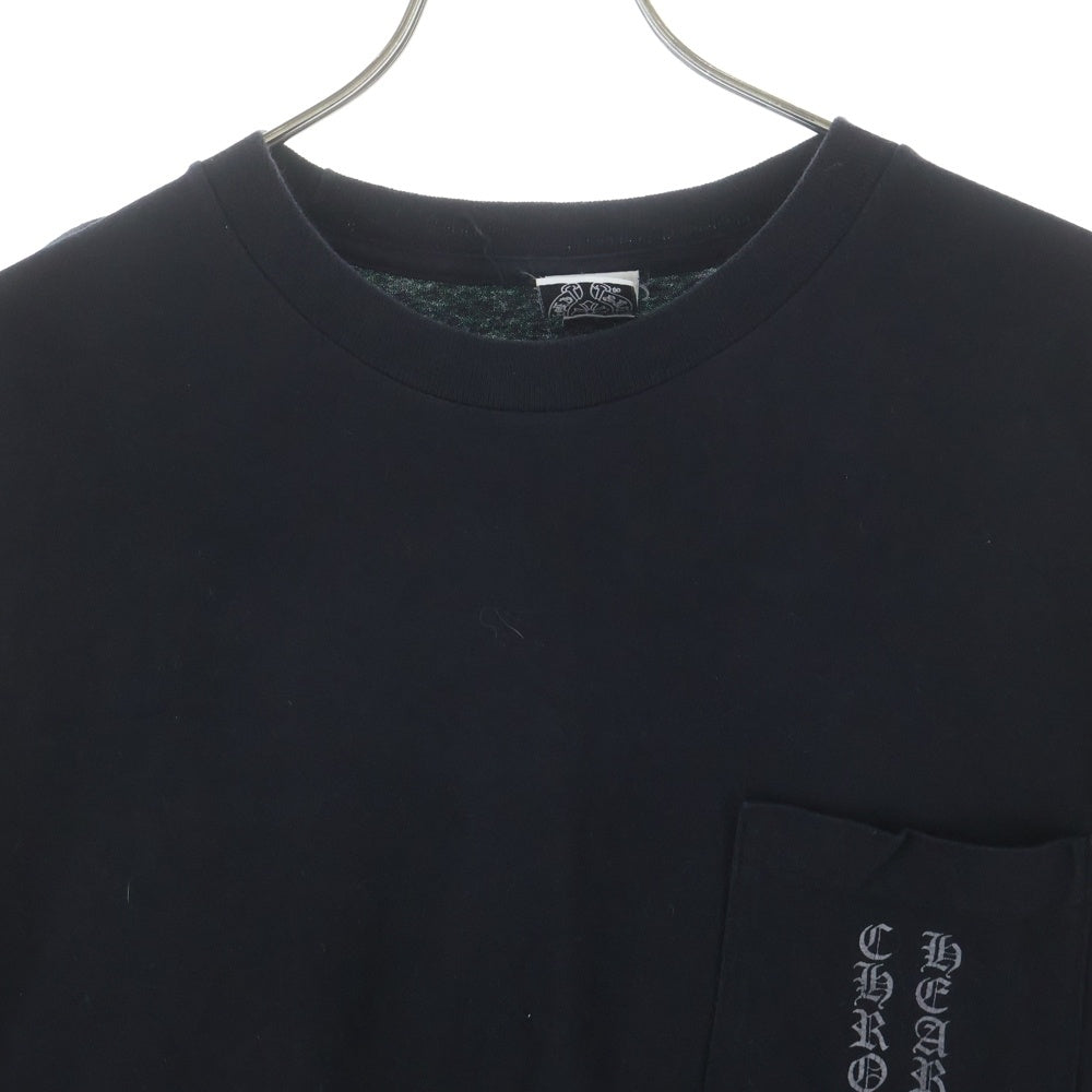CHROME HEARTS(クロムハーツ) OLD CH T-SHIRT バックスクロールラベルプリント 胸ポケット 長袖Tシャツ カットソー ブラック