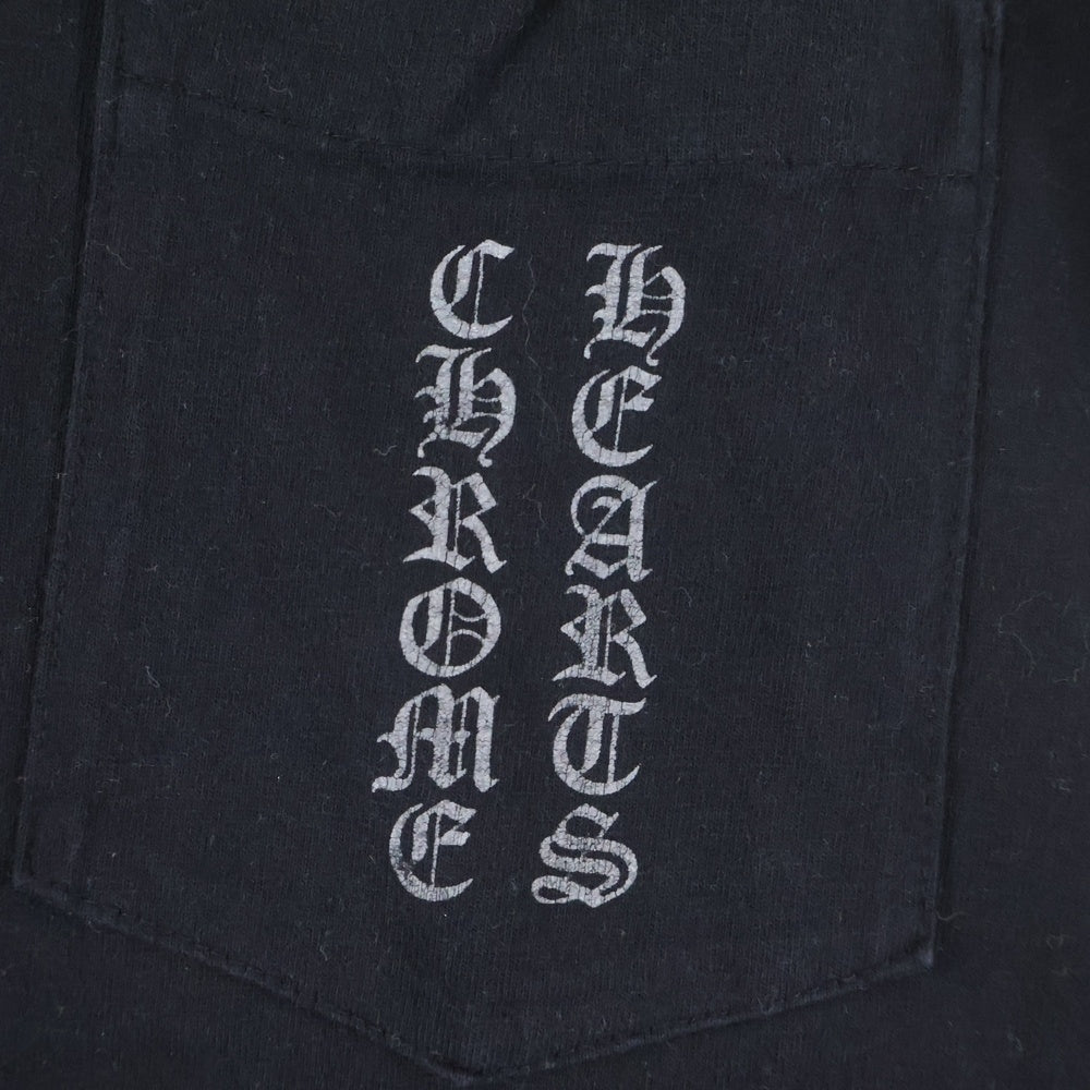 CHROME HEARTS(クロムハーツ) OLD CH T-SHIRT バックスクロールラベルプリント 胸ポケット 長袖Tシャツ カットソー ブラック