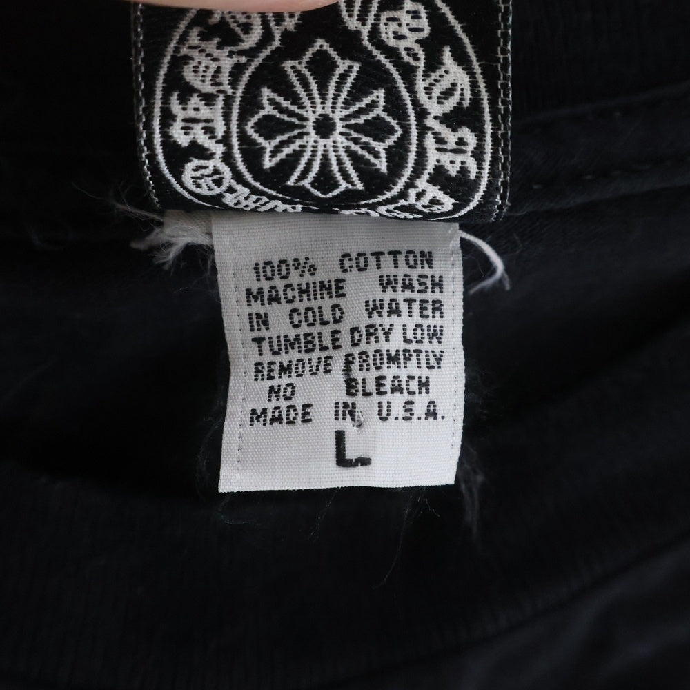 CHROME HEARTS(クロムハーツ) OLD CH T-SHIRT バックスクロールラベルプリント 胸ポケット 長袖Tシャツ カットソー ブラック