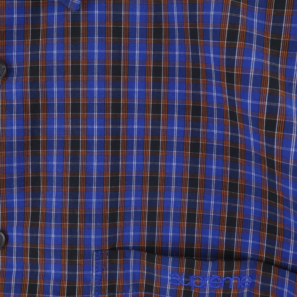 SUPREME(シュプリーム) 25SS Mini Plaid S/S Shirt クラシックロゴ刺繍 ミニ チェック柄 半袖シャツ ブルー/オレンジ