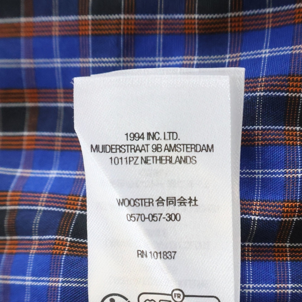 SUPREME(シュプリーム) 25SS Mini Plaid S/S Shirt クラシックロゴ刺繍 ミニ チェック柄 半袖シャツ ブルー/オレンジ