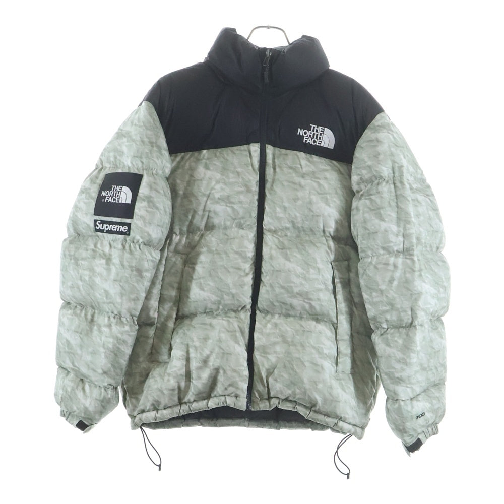 SUPREME(シュプリーム) 19AW ×THE NORTH FACE Paper Print Nuptse Jacket ザノースフェイス ペーパープリント ヌプシ ダウンジャケット グレー/ブラック ND91806I