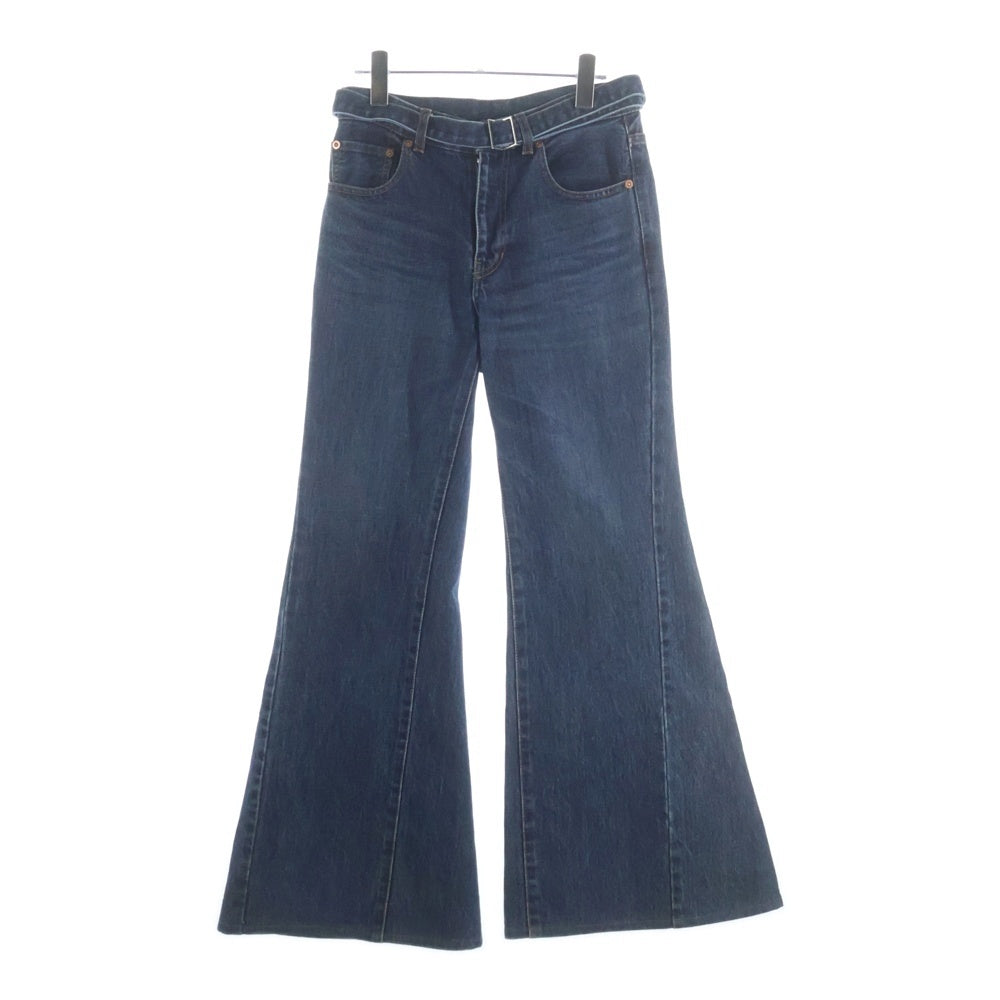 Sacai(サカイ) 24SS DENIM PANTS ベルテッド付き フレアデニムパンツ レディース インディゴ 24-07290