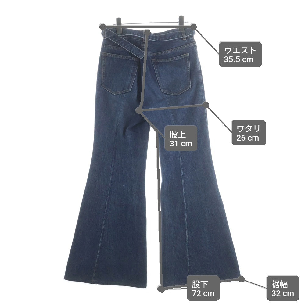 Sacai(サカイ) 24SS DENIM PANTS ベルテッド付き フレアデニムパンツ レディース インディゴ 24-07290