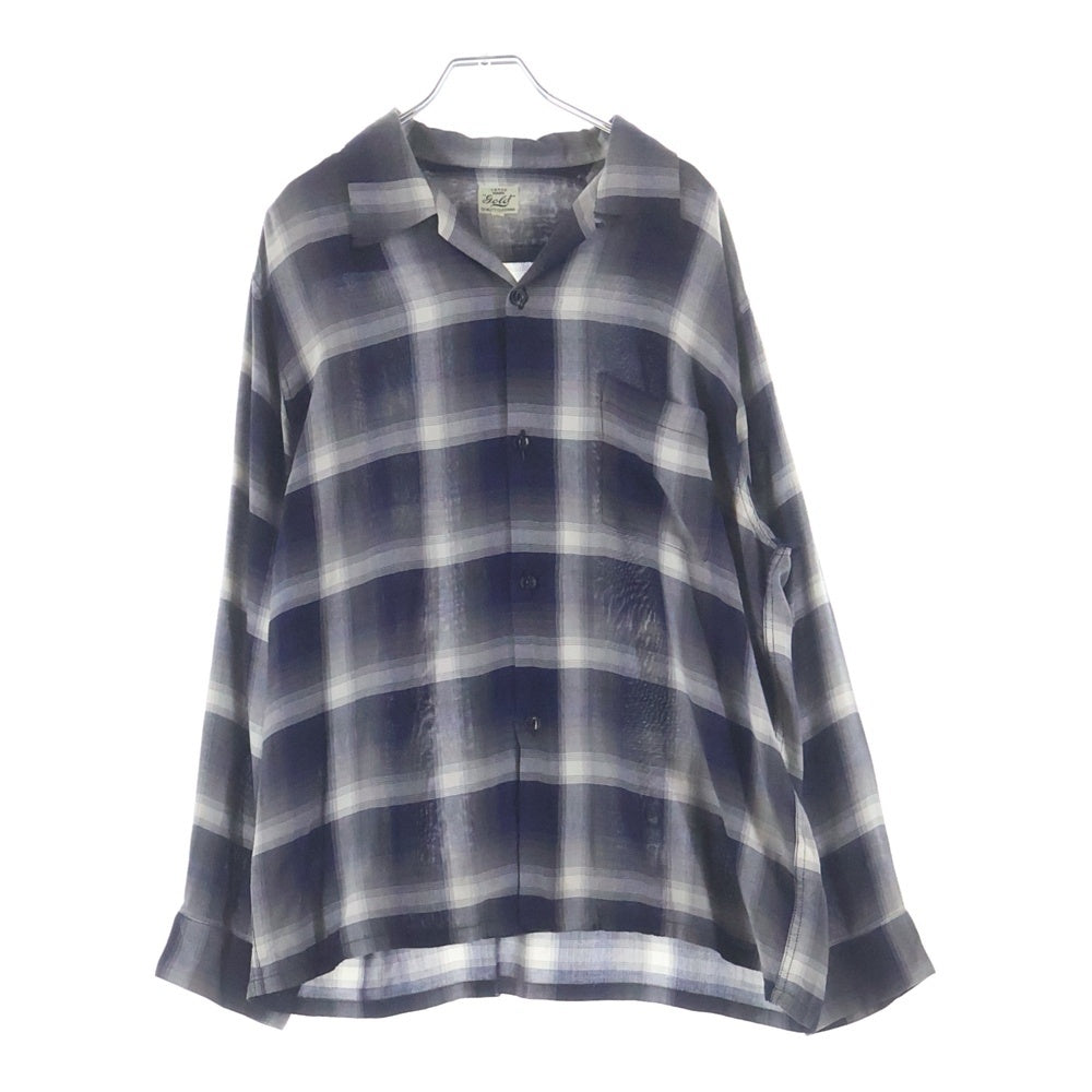 GOLD(ゴールド) RAYON CHECK OPEN SHIRT レーヨン オンブレチェック 長袖オープンカラーシャツ ブルー GL29344