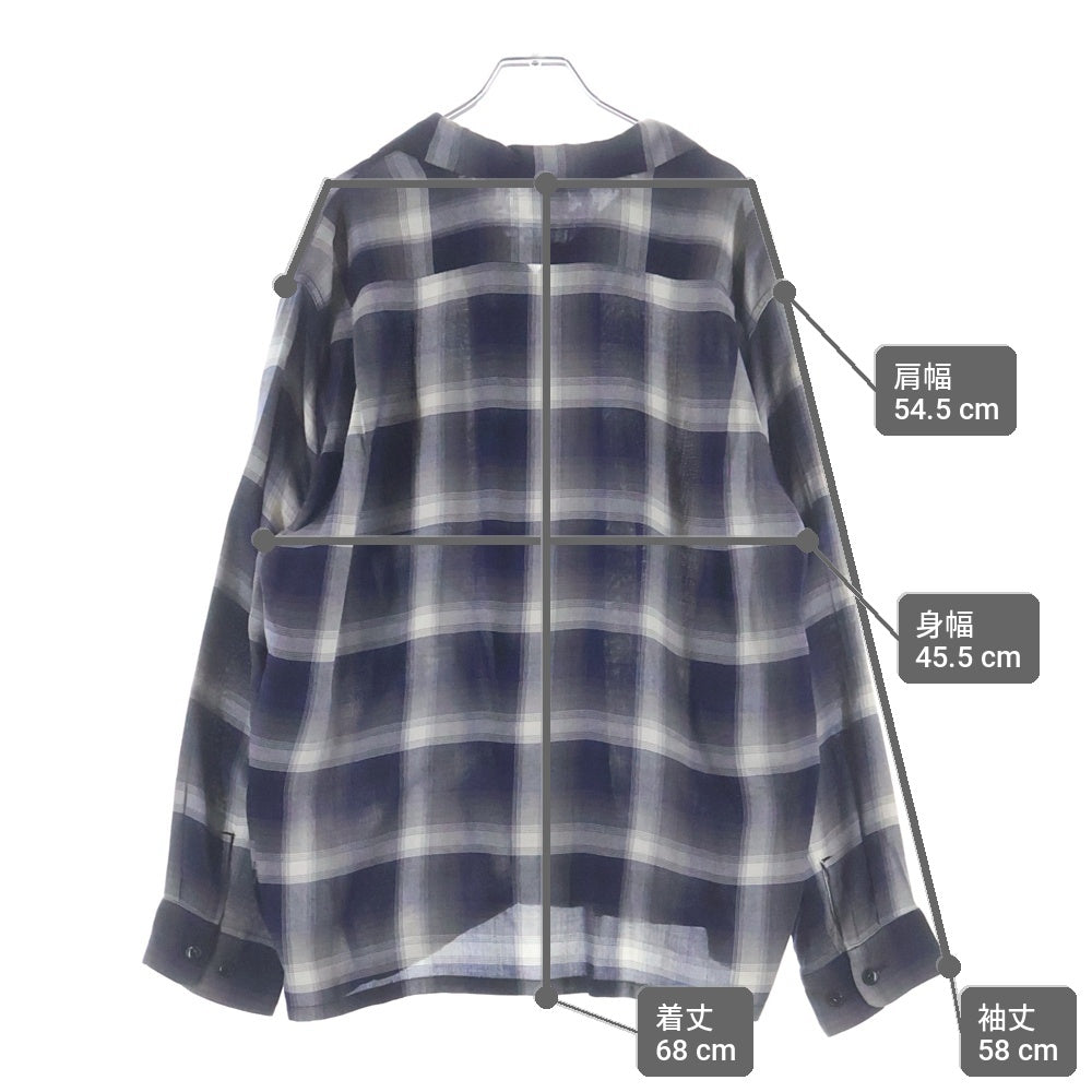 GOLD(ゴールド) RAYON CHECK OPEN SHIRT レーヨン オンブレチェック 長袖オープンカラーシャツ ブルー GL29344