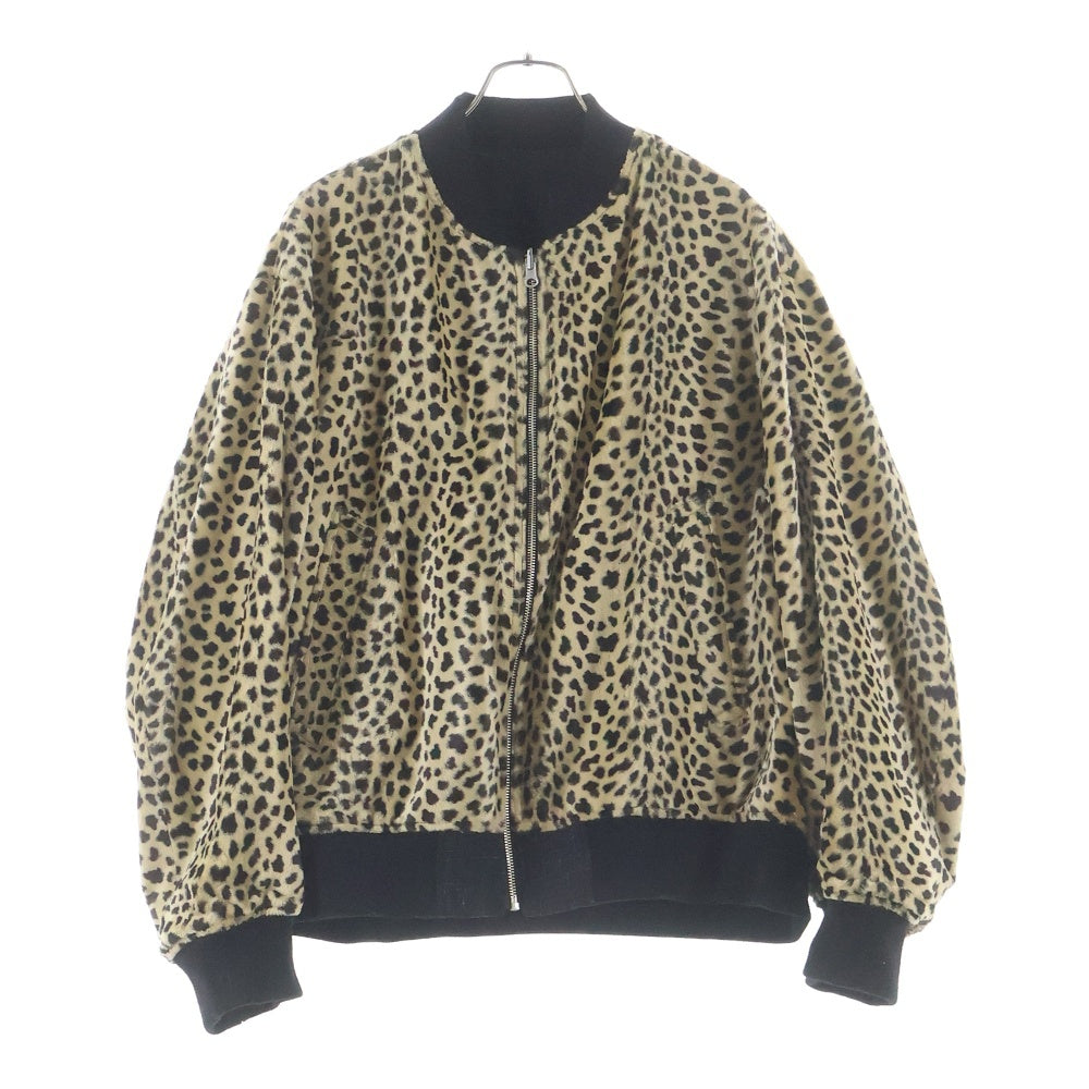 ensou.(エンソウ) 23SS RIVERSIBLE BOMBER JACKET レオパード ウールリネンカスリ リバーシブル ボンバージャケット ブルゾン ブラック/ブラウン