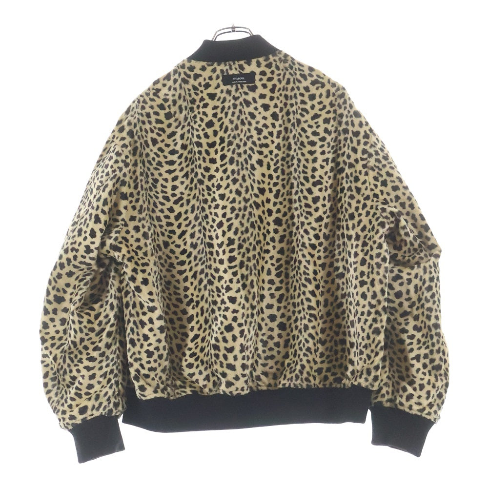 ensou.(エンソウ) 23SS RIVERSIBLE BOMBER JACKET レオパード ウールリネンカスリ リバーシブル ボンバージャケット ブルゾン ブラック/ブラウン
