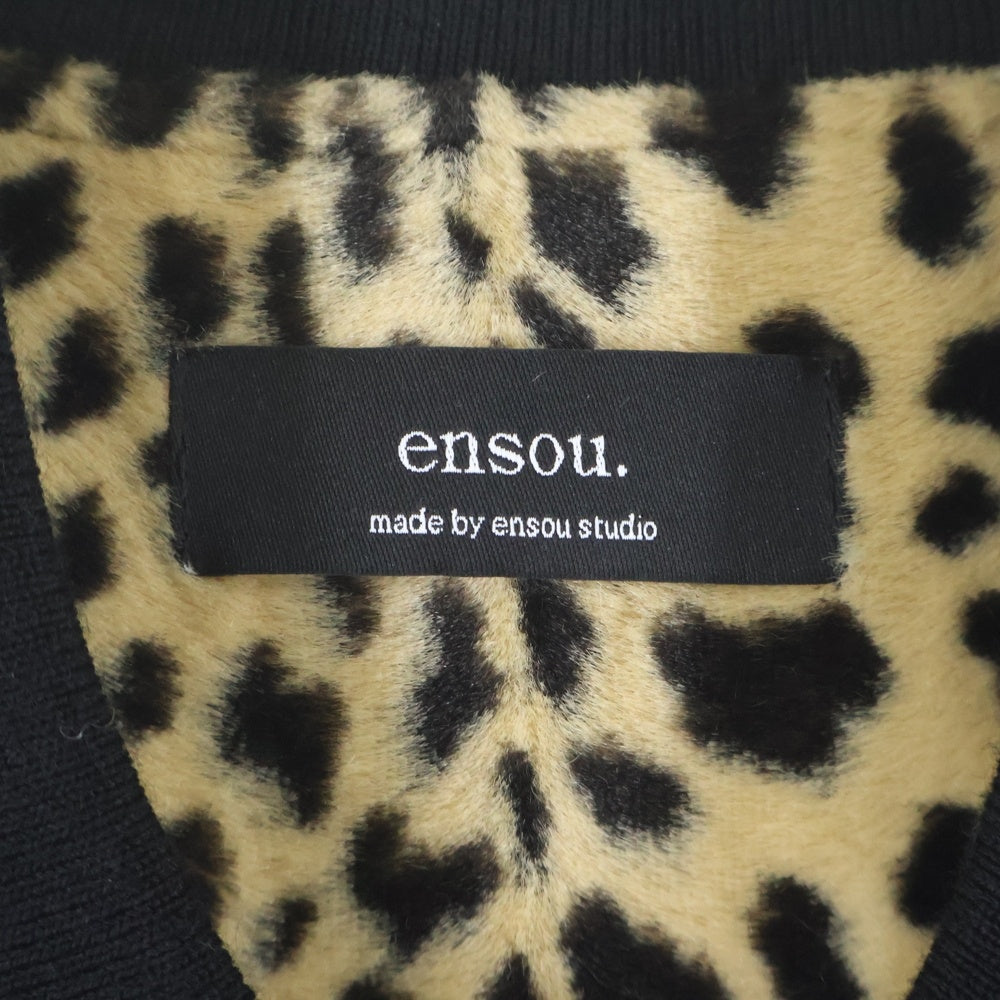ensou.(エンソウ) 23SS RIVERSIBLE BOMBER JACKET レオパード ウールリネンカスリ リバーシブル ボンバージャケット ブルゾン ブラック/ブラウン