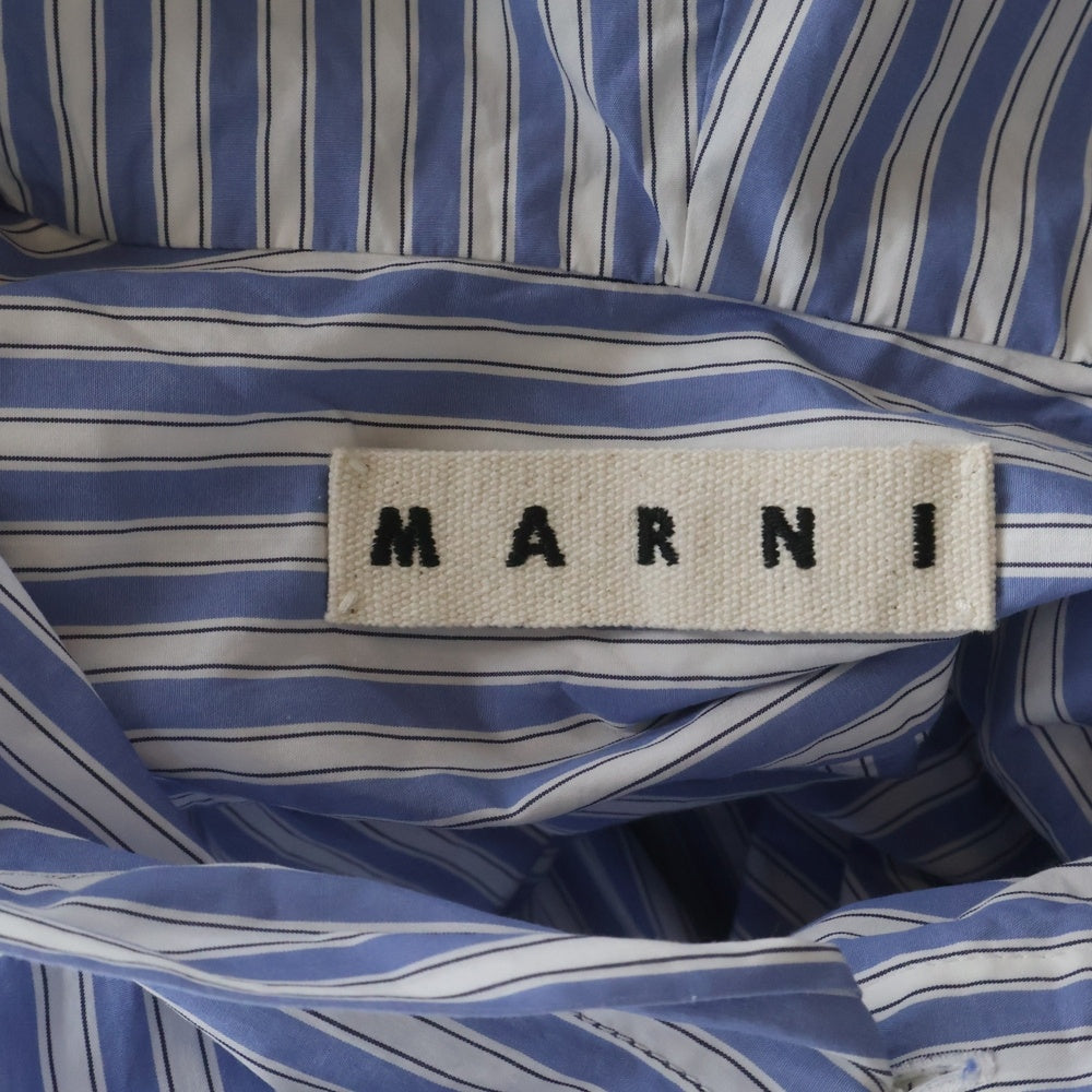 MARNI(マルニ) 22SS ポプリン製 ストライプ フーデッド長袖シャツ ブルー/ホワイト CUMU0195P0