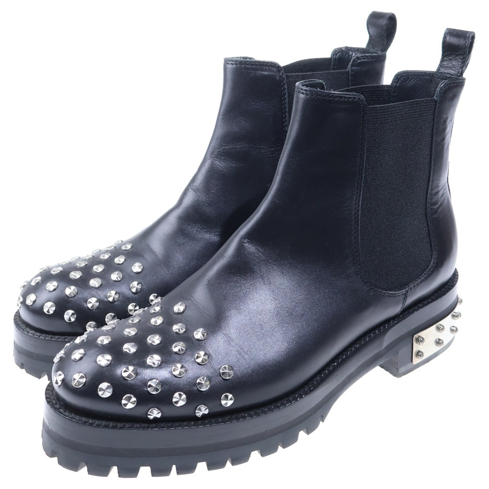 Alexander McQueen(アレキサンダーマックイーン) シルバースタッズ レザー サイドゴアブーツ レディース ブラック 462303