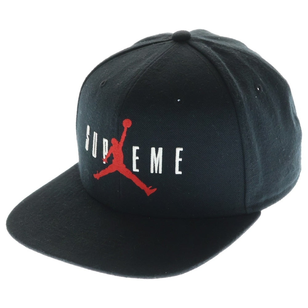 SUPREME(シュプリーム) 15AW ×NIKE Air Jordan 6-Panel Cap Black ナイキ エアジョーダン 6パネル ロゴ刺繍デザイン ベースボールキャップ 帽子 ブラック 799706-010