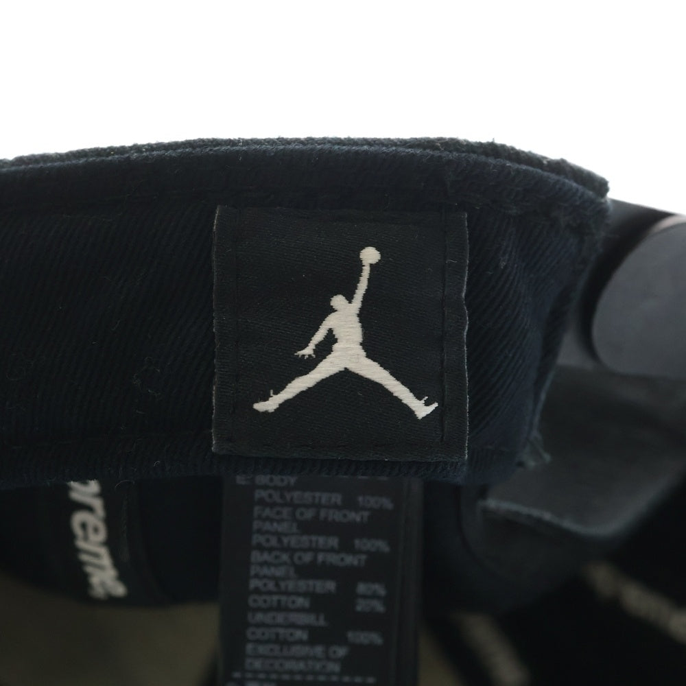 SUPREME(シュプリーム) 15AW ×NIKE Air Jordan 6-Panel Cap Black ナイキ エアジョーダン 6パネル ロゴ刺繍デザイン ベースボールキャップ 帽子 ブラック 799706-010