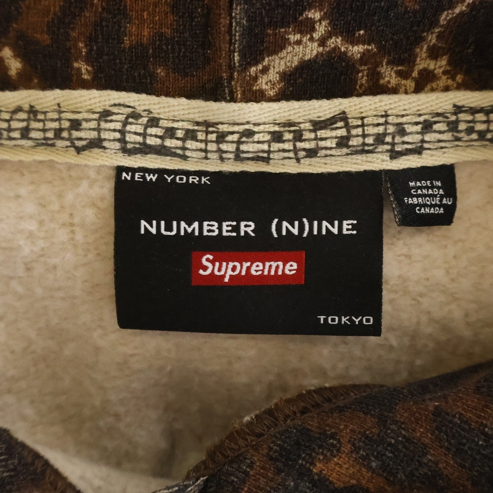 SUPREME(シュプリーム) 25AW ×NUMBER NINE Hooded Sweatshirt Leopard ナンバーナイン レオパード スウェット プルオーバーパーカー ブラウン