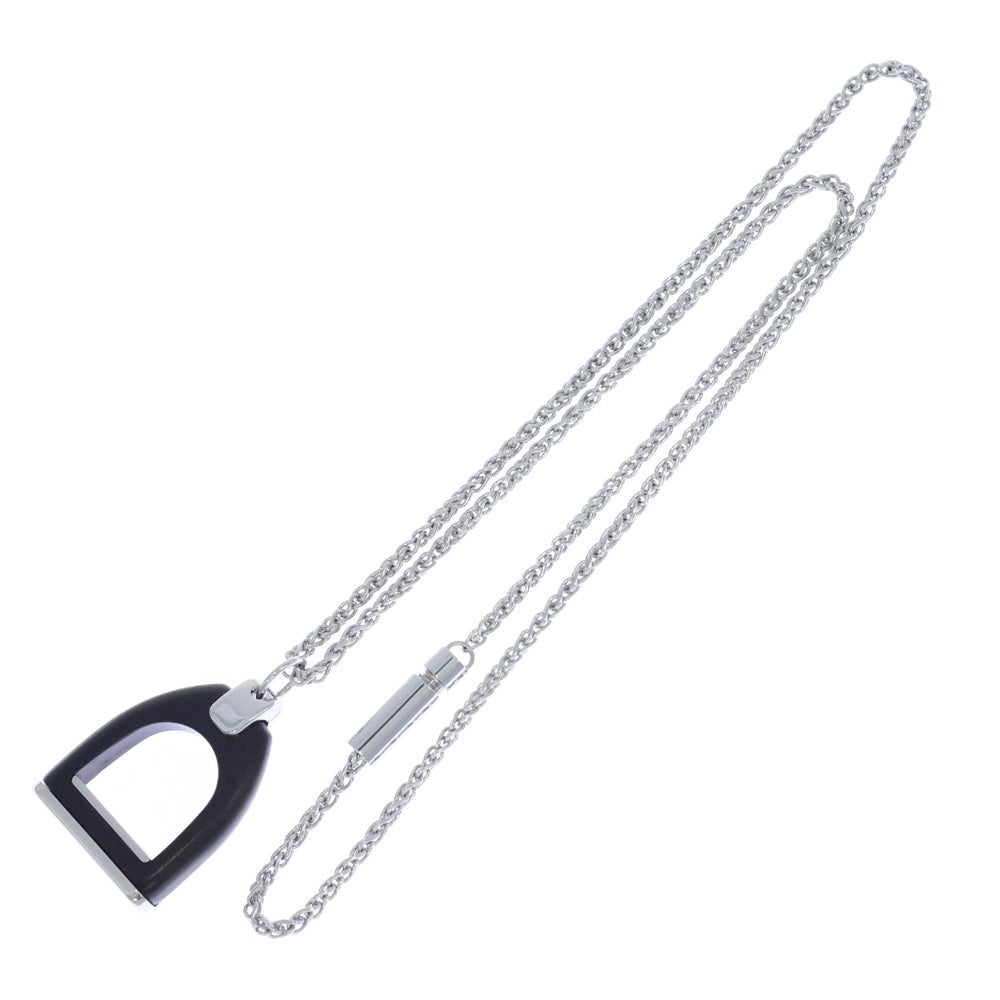 HERMES(エルメス) エトリエ ヴュルカニウム メタル ネックレス シルバー/ダークブラウン H100091FP01 レディース