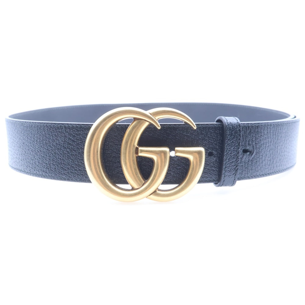 GUCCI(グッチ) GGマーモント レザーベルト ブラック ゴールド金具 406831