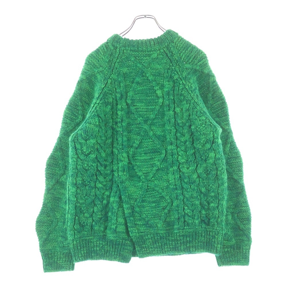 beautiful people(ビューティフルピープル) 23SS BROCOLIED ALAN KNITTING PULLOVER クルーネック プルオーバー アランニット セーター グリーン 1335210004