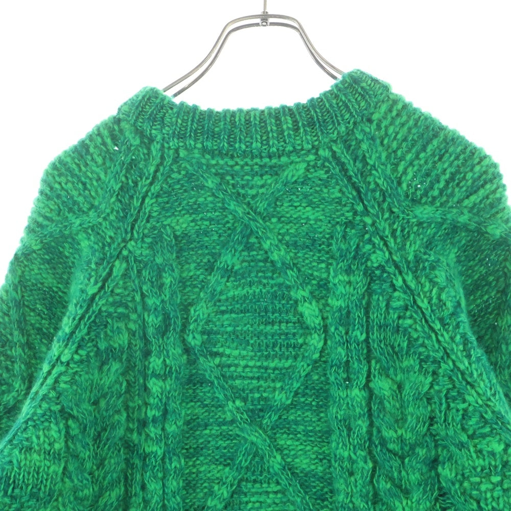 beautiful people(ビューティフルピープル) 23SS BROCOLIED ALAN KNITTING PULLOVER クルーネック プルオーバー アランニット セーター グリーン 1335210004