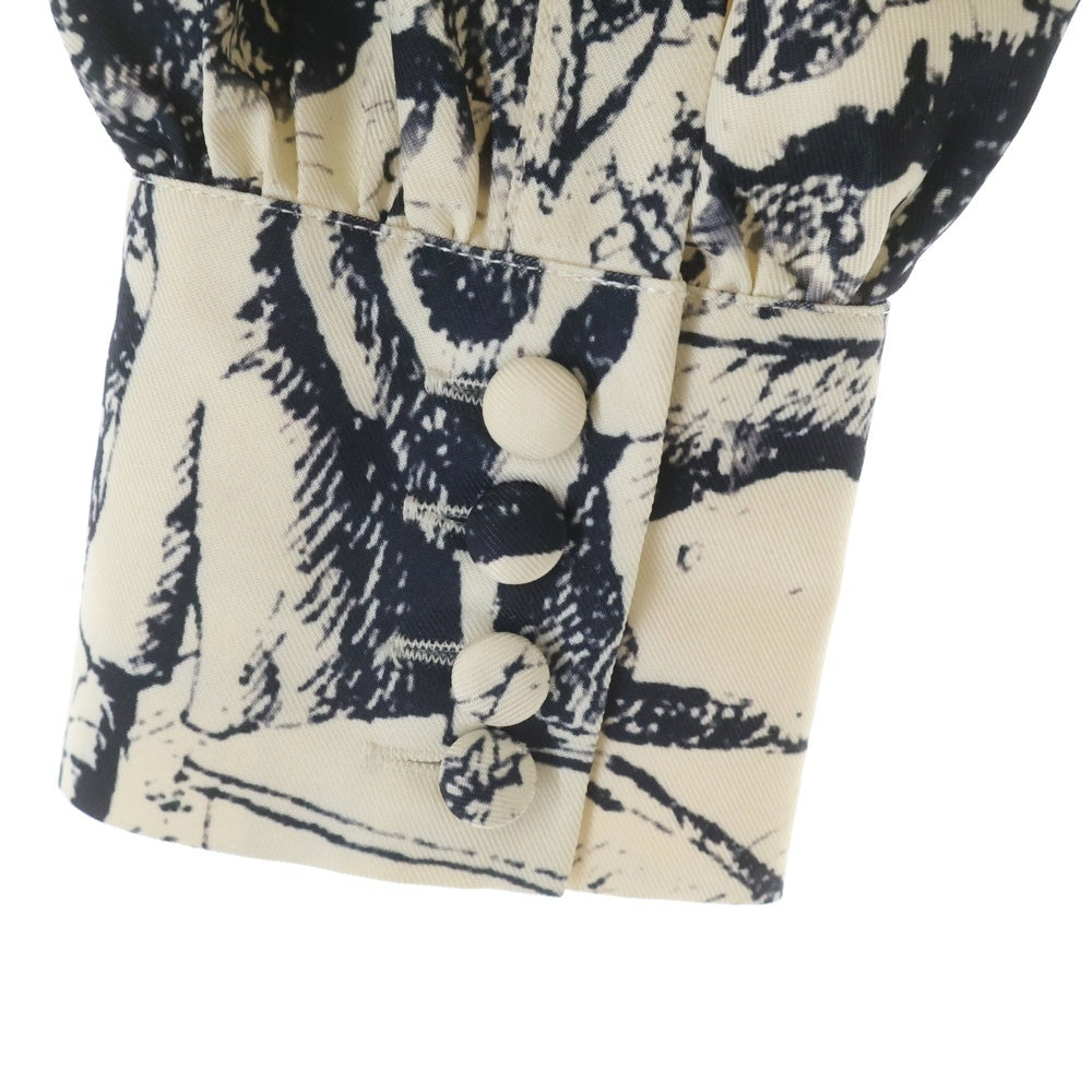 NO BRAND(ノーブランド) JOHNジョン FRENCH SCENTIC PRINTED DRESS フレンチ シーニック プリント 花柄 ポリエステル ドレス ワンピース アイボリー/ネイビー レディース
