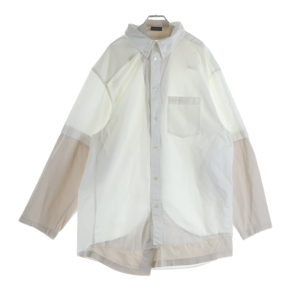 BALENCIAGA(バレンシアガ) 23SS トロンプルイユ レイヤード ドッキング 長袖シャツ ロングスリーブカットソー ホワイト 725608 TYB18