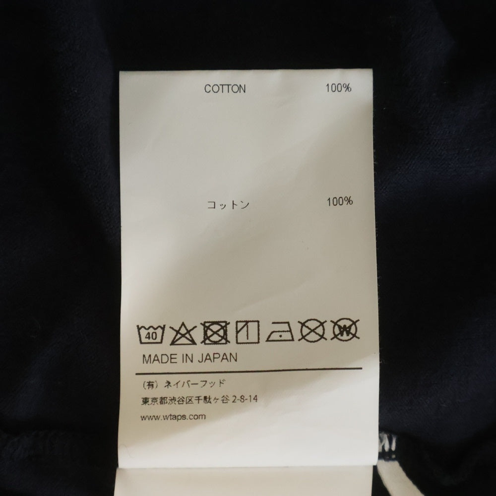 WTAPS(ダブルタップス) 23SS DESIGN 01 LS COTTON COLLEGE カレッジ デザイン クルーネック長袖Tシャツ カットソー ネイビー 231ATDT-CSM03