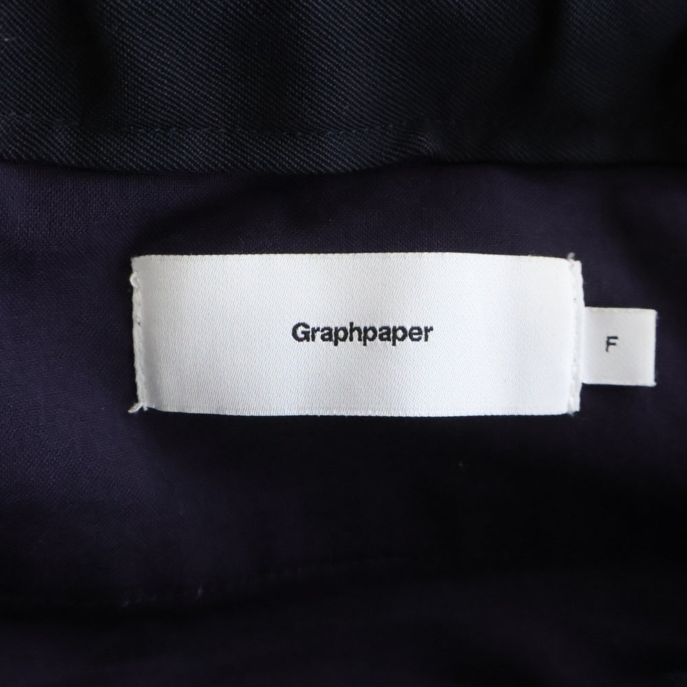 Graphpaper(グラフペーパー) 20SS SELVAGE WOOL COOK PANTS セルビッジ ウール クック ジップアップ センタープレス ワイドストレート パンツ ブラック GM201-40213B