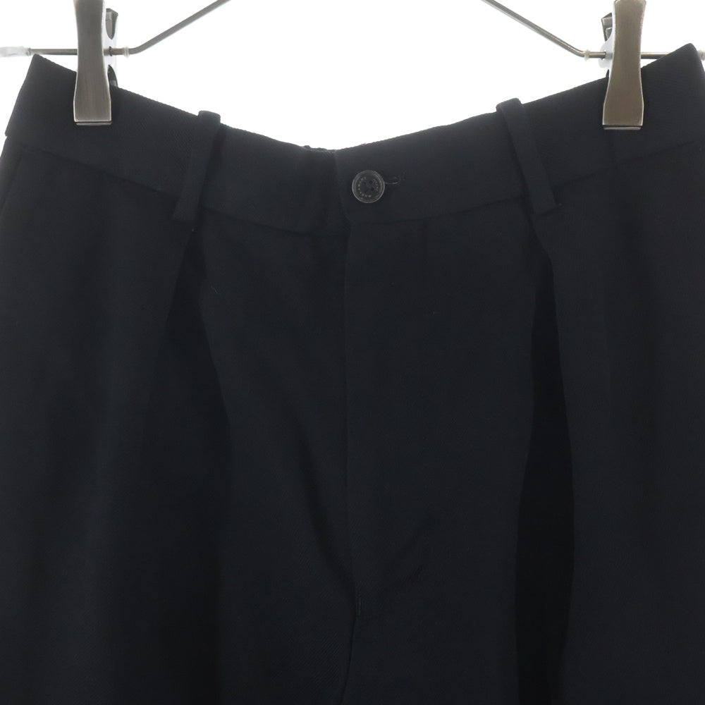 MARKAWARE(マーカウェア) 19AW プリーツフロント ペグトップ オーガニックウール フランネル ジップアップ タック ワイドストレート パンツ ブラック A19C-06PT010