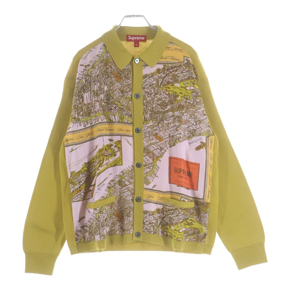SUPREME(シュプリーム) 23AW Silk Map Cardigan シルクマップカーディガン イエロー