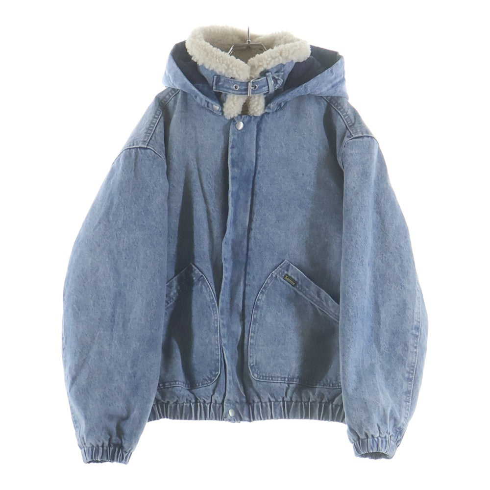 SUPREME(シュプリーム) 24AW Faux Shearling Lined Bomber Jacket ロゴエンブロイダリー 裏地ボア フーデッドデニムジャケット インディゴ