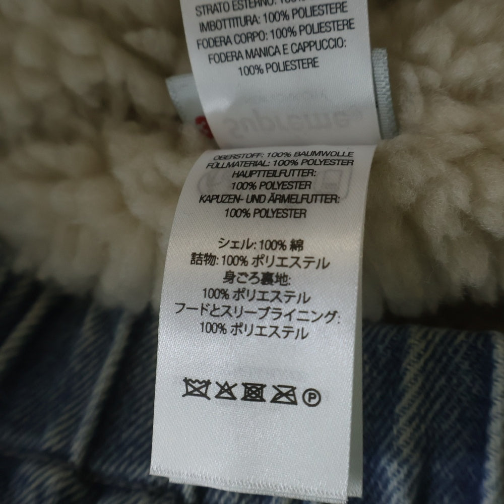 SUPREME(シュプリーム) 24AW Faux Shearling Lined Bomber Jacket ロゴエンブロイダリー 裏地ボア フーデッドデニムジャケット インディゴ