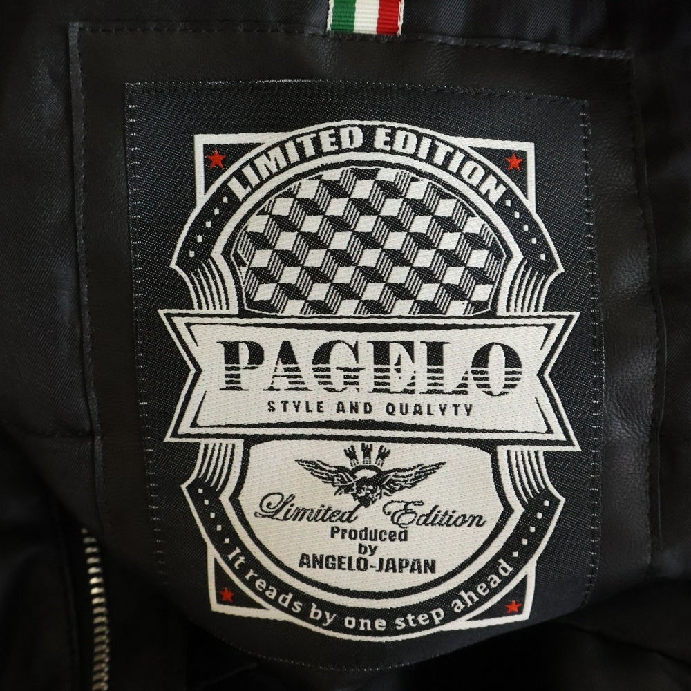 PAGELO(パジェロ) シープスキン エンブレム ロゴパッチ スタジアムジャンパー スタジャン ブラック/レッド 15400127441